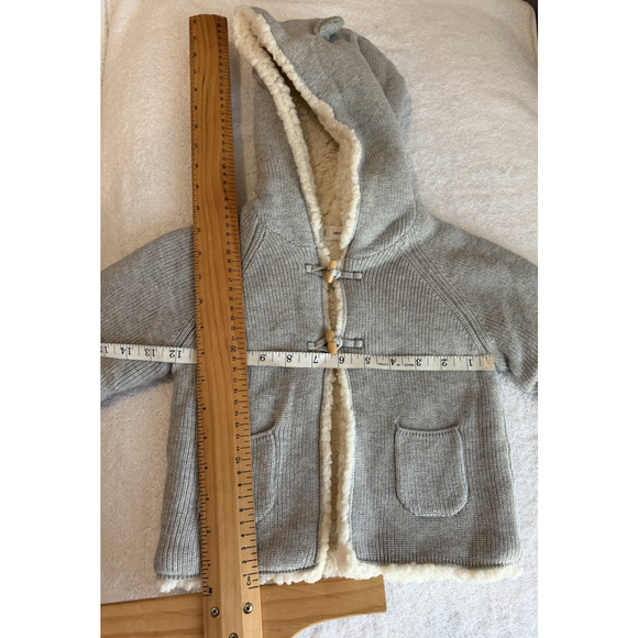 Mango Unisex Baby Padded Fleece Gray toggle button Cardigan hoodie Sz-12-18 M - Picture 7 of 8